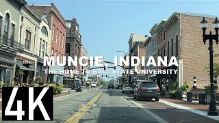 Muncie, Indiana 4K Street Tour - Filming Interrupted By Police Escort - The Home of Ball State Univ.