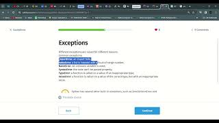 104 Exceptions | Python Developer | Sololearn