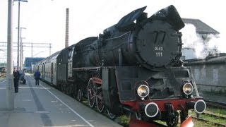 Poland: Class Ol49 steam loco at Poznan with a train to Wolsztyn.  Includes clips from the footplate