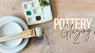 Pottery Glazing Day. Painting Pottery 🖌️🎨 today. Glazing process video. Painting Time!