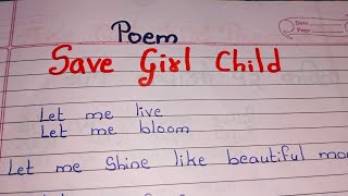 Poem on Save Girl Child in english