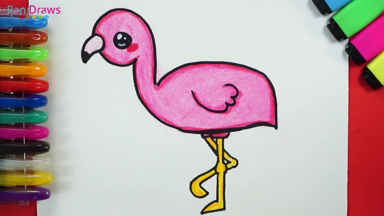 How To Draw A Cute FLAMINGO - Cómo Dibujar Un FLAMENCO Kawaii - YouTube