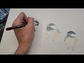 chickadees watercolor painting