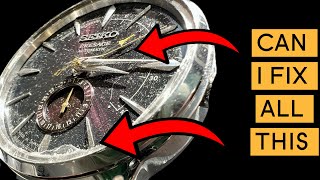 Can I restore this DESTROYED samurai painted dial? Seiko presage