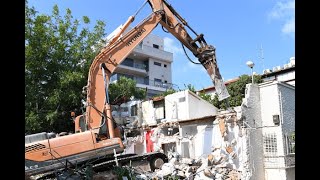 בזלת ישראל -הריסת  מבנה יד שלום 8 רמת גן- צילום חכם - רמי חכם