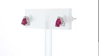 2 cts Trillion Cut Ruby Sterling Silver Earrings SE8006 by Peora Jewelry