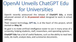 General Knowledge-1: OpenAI New Feature(ChatGPT Edu)