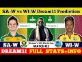 SA-W vs WI-W Dream11 Prediction|SA-W vs WI-W Dream11|SA-W vs WI-W Dream11 Team|