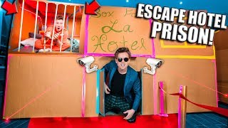 ESCAPE The 2 STORY Box Fort Hotel Prison (24 Hour Challenge)