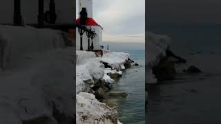 Quick Tour Around Michigan City Lighthouse As The Ice Melts #drone