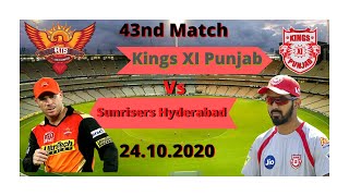 Kings XI Punjab vs Sunrisers Hyderabad LIVE Cricket Scorecard–#KXIPvsSRH| IPL 2020_43th_Match