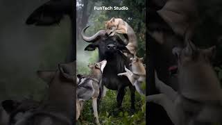 😱🔥Buffalo Vs Pack of Wolves Fight #animals #animal #animallover #shorts #short #wildlife #nature