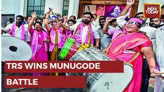 TRS Wins High Stakes Munugode Battle,  Massive Celebrations TRS Camp | Munugode Bypoll Results