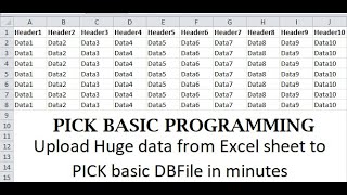 PICK BASIC Programming | Upload data to DBfile from excel sheet. Mass update from excel