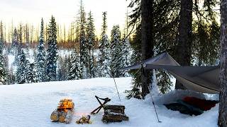 Camping Under The Full Moon - Winter Tarp Adventure