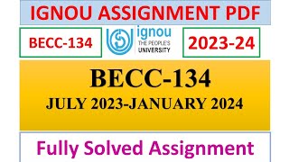 BECC-134 SOLVED ASSIGNMENT IN ENGLISH 2023-24 | IGNOU