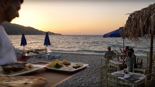 30 Seconds Samos - Evening atmosphere on long beach, Kokkari (4k)