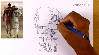 Cristiano Ronaldo and Lionel Messi Pencil sketch #cr7 #messi