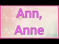 Ann, Anne | Name Origin Meaning Variations