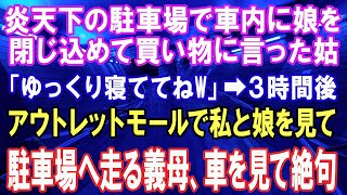 【スカッとする話】炎天下の駐車場に私の娘を車内に閉じ込めた義母「ゆっくり寝ててねｗ」３時間後、アウトレットモールで私と娘を見た義母は顔面蒼白で駐車場へ走り絶句！実は…【修羅場】【スカッとにゃんこ】