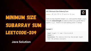 Minimum Size Subarray Sum | leetcode-209 | Sliding window approach