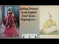 Dressing up in an English Court gown, Regency era