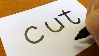 Very Easy ! How to draw CUT（Haircut）using How to turn words into a cartoon