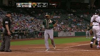 OAK@HOU: Lowrie drives in Crisp on double to the gap