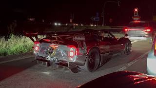 $12.000.000 Pagani Zonda MY Roadster driving by night with Hypercar Squad! *INSANE*