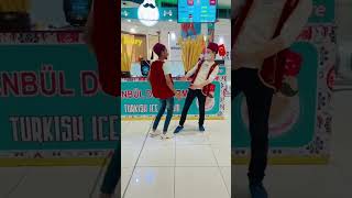 Staff dancing at packages mall Lahore Pakistan #icecream #turkishicecream #turkey