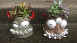 DIY Concrete Monster Pots ✔️ SculptCrete Challenge #3 Tutorial ✔️ Cement Crafts