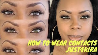 Just4Kira Colored Contacts Lens Review + Tutorial| Contact Lens For Dark Eyes|AllThings NikkiNicole