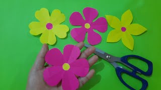 Five petal paper flower cutting / How to make paper flower.