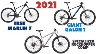 Trek Marlin 7 vs. Giant Talon 1 vs. Specialized Rockhopper Comp: Which Is the Winner?