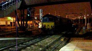 66077 and 66157 head out of Bescot light Engine(s), 28th February 2009.