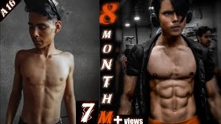 8 Months fat to fit body transformation journey at home and gym workout