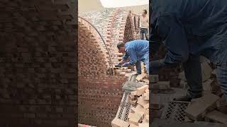 Bricklaying process of curved roof