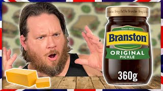 Americans Try BRITISH Ploughmans Sandwich With Branston Pickle!