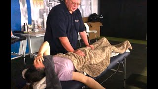 Deep tissue massage helping with stress and trauma. Emotional release. Brandon working Lilly part I.