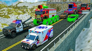 Track the chase - Big Firetruck, Ambulance, Sergeant Lucas - Wheel City Heroes Cartoon