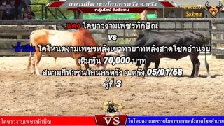 คู่ที่3 สนามชนโคนครตรัง จ.ตรัง 5/1/68  🔴#ขาวงามเพชรทักษิณ vs🔵#โหนดงามเพชรหลังเขาทายาทหลังสาดโชคอำนวย