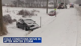 Snow blankets Chicago area, creating slick roads as frigid weather moves in