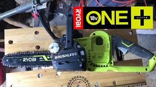 RYOBI ONE+ 18 volt Brushless CHAINSAW review #ryobi