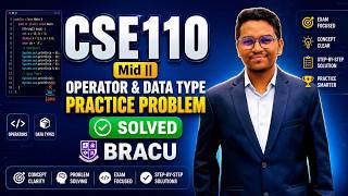 CSE110 Mid || Operator & Data Type Practice Problem solved || BRACU