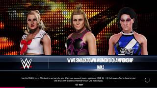WWE 2K20 Heel Bayley VS Lacey Evans,Natalya Triple Threat Tables Match WWE SD Women's Title