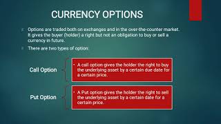 Foreign Currency Derivatives | Forward & Futures contract | Currency Options | Currency Swaps