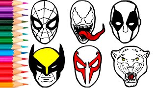 How To Draw Avengers Superhero , Marvel's Spider-Man, Deadpool, Wolverine, Blac Panter, Venom -FACES