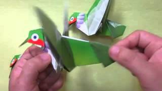 うごく折り紙　飛びますハチドリThe origami flying hummingbird