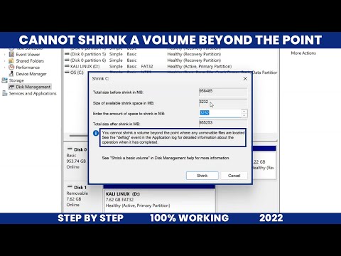 FIXED : Cannot Shrink a Volume Beyond the Point | 2022 | Windows 11