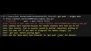 Resolving error while pushing to Github➕